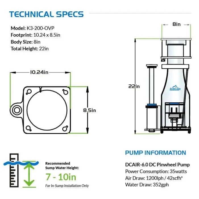 IceCap K3-200 OVP In-Sump Protein Skimmer - Image 4