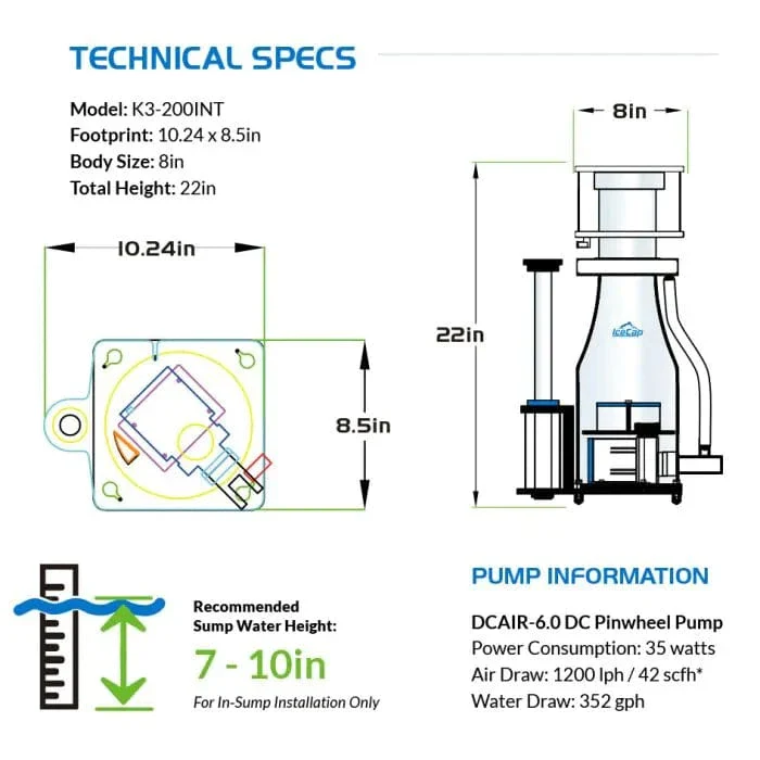 IceCap K3-200INT In-Sump Protein Skimmer - Image 4