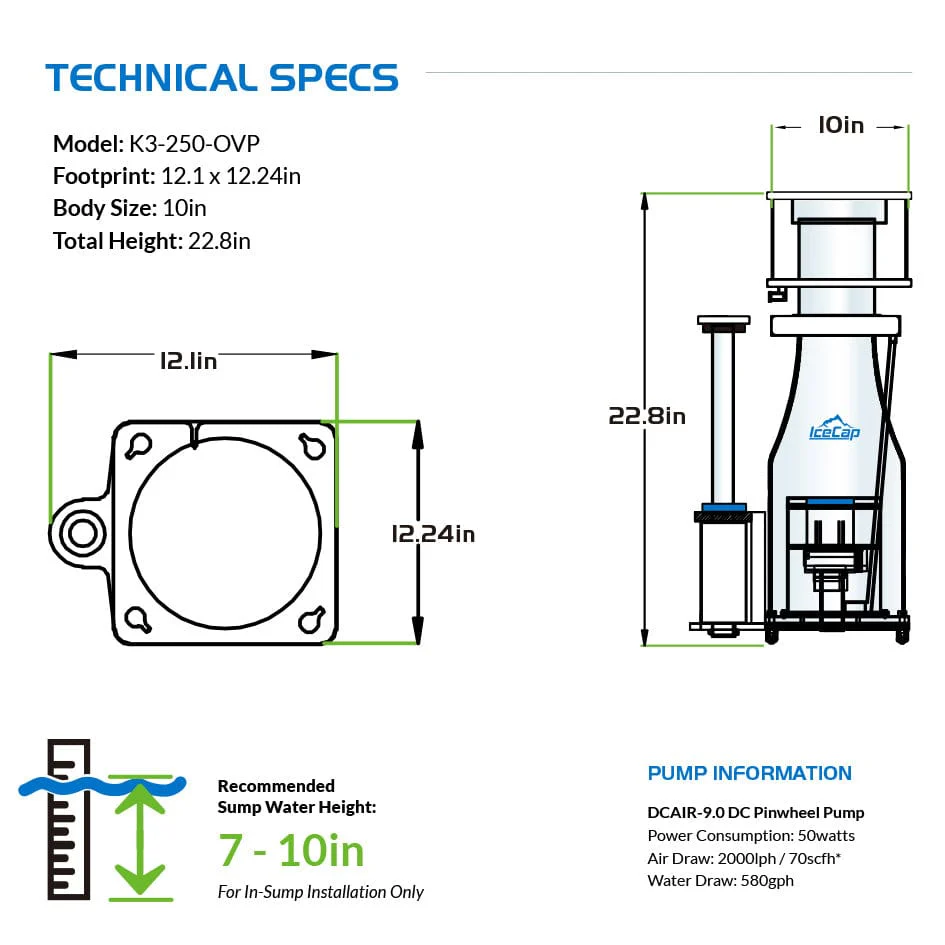 IceCap K3-250 OVP In-Sump Protein Skimmer - Image 5
